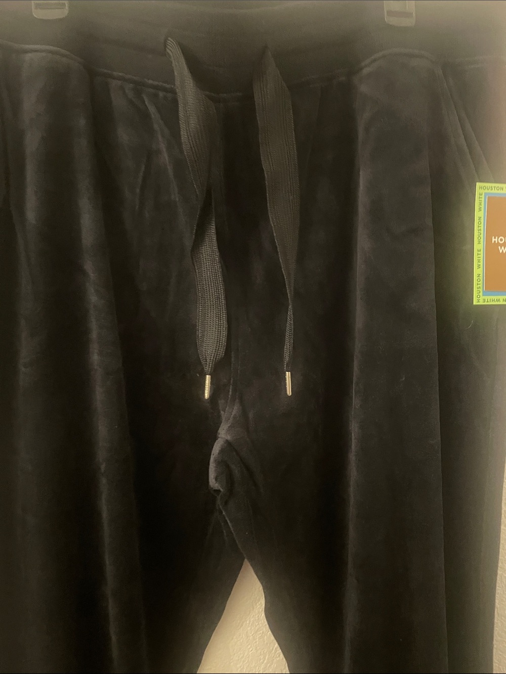 Houston White Men's Black Velour Joggers Pants - Picture 2 of 7